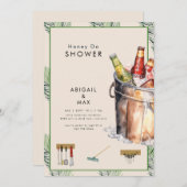 熱帯バケットハニードカップルのシャワー 招待状 (正面/裏面)