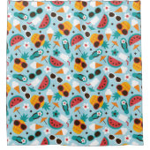 熱帯バケーションシームレスパターン シャワーカーテン (正面)