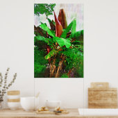 熱帯バナナの木の葉 – 庭を歩く ポスター (キッチン)