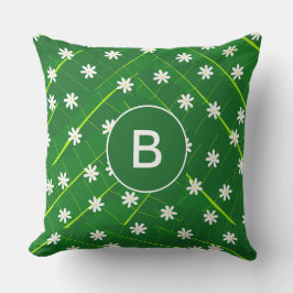 熱帯バナナの葉と花の緑の植物性 クッション