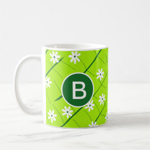 熱帯バナナの葉と花の緑の植物性 コーヒーマグカップ