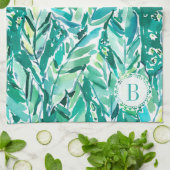 熱帯バナナの葉のジャングルの緑 キッチンタオル (折り畳み)