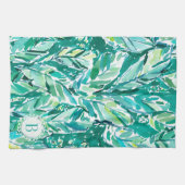 熱帯バナナの葉のジャングルの緑 キッチンタオル (横)