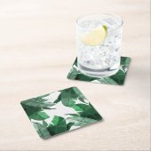 熱帯バナナの葉のプリントの正方形のコースター スクエアペーパーコースター (インサイチュ)