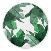 熱帯バナナの葉のプリントの陶磁器のドア・ノブ セラミックノブ (正面)