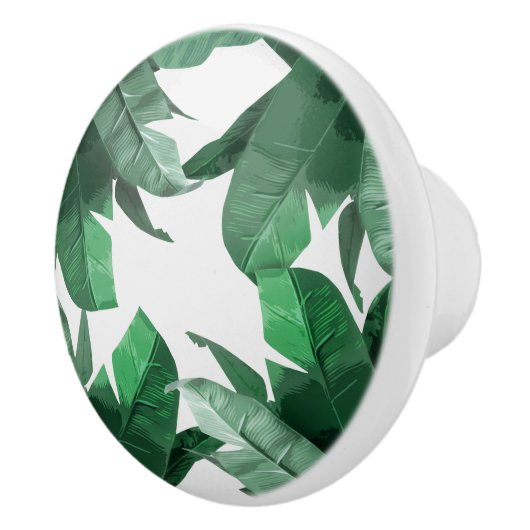 熱帯バナナの葉のプリントの陶磁器のドア・ノブ セラミックノブ (右)