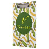 熱帯バナナの葉のモノグラムのスクリプト クリップボード (左)