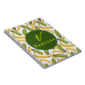 熱帯バナナの葉のモノグラムのスクリプト ノートブック (右側)