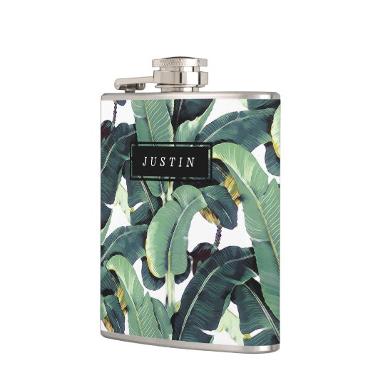 熱帯バナナの葉のヤシの木のビニールの包まれたなフラスコ フラスク (左)