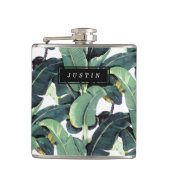 熱帯バナナの葉のヤシの木のビニールの包まれたなフラスコ フラスク (正面)