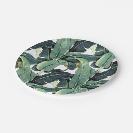 熱帯バナナはヤシの木7"を紙皿去ります ペーパープレート (アングル)