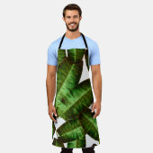 熱帯バナナ葉、ジャングルリーフシームレスフローラ エプロン (着用した状態)