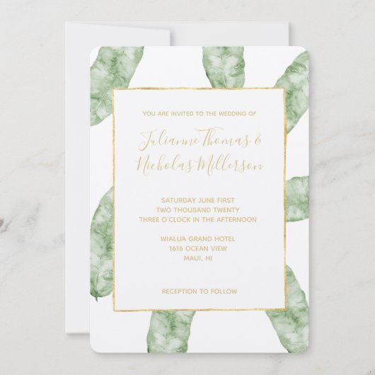 熱帯バナナ葉 招待状 (正面)