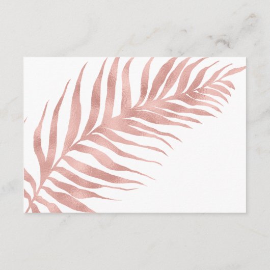 熱帯バラエレガント金ゴールドホワイトウェディングレセプション エンクロージャーカード (裏面)