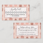 熱帯バラガーリー金ゴールド夏パイナップルパターン ロイヤリティカード (正面/裏面)