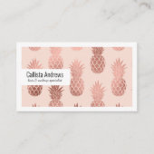 熱帯バラガーリー金ゴールド夏パイナップルパターン 名刺 (正面)