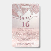 熱帯バラ金ゴールドグリッタースクリプトSweet 16 VIP バッジ (Back)
