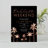 熱帯バラ金ゴールドバチェロレッテ週末 箔招待状 (立ち正面)