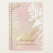 熱帯バラ金ゴールドヤシ葉の木の抽象芸術2023 プランナー手帳 (正面)