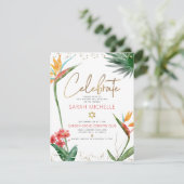 熱帯バルミツワー金ゴールドスクリプトフローラ水色 エンクロージャーカード (スタンド正面)