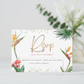 熱帯バルミツワー金ゴールドスクリプトフローラ水色 出欠カード (スタンド正面)