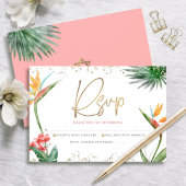 熱帯バルミツワー金ゴールドスクリプトフローラ水色 出欠カード