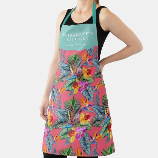 熱帯バードオブパラダイスアンドオーキッド春園 エプロン (インサイチュ)