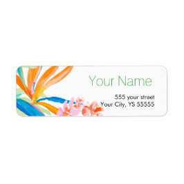 熱帯バードオブパラダイスフラワーウォーター色デザイン ラベル