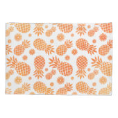熱帯パイナップルと花オレンジ色の白い芸術 枕カバー (裏面)