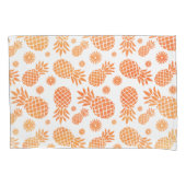 熱帯パイナップルと花オレンジ色の白い芸術 枕カバー (正面)