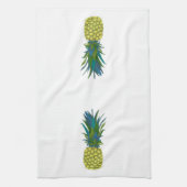 熱帯パイナップルと青と緑の葉 キッチンタオル (縦)
