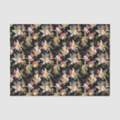 熱帯パイナップルのハイビスカスの葉が黒 薄葉紙 (正面)