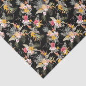 熱帯パイナップルのハイビスカスの葉が黒 薄葉紙 (詳細)