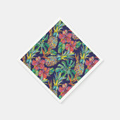 熱帯パイナップルのハイビスカスパターン スタンダードカクテルナプキン (角)