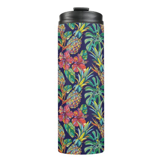 熱帯パイナップルのハイビスカスパターン タンブラー (正面)