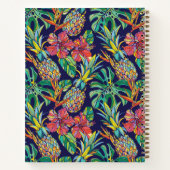 熱帯パイナップルのハイビスカスパターン ノートブック (裏面)