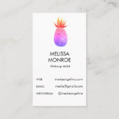 熱帯パイナップルの水色ピンク紫のパターン 名刺 (裏面)