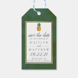 熱帯パイナップルの結婚式の日付を保存 ギフトタグ