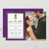 熱帯パイナップルの結婚式の日付を保存 セーブザデート (正面/裏面)