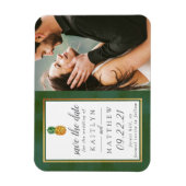 熱帯パイナップルの結婚式の日付を保存 マグネット (縦)