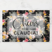 熱帯パイナップルの花オンブラックミニ スパークリングワインラベル (シングルラベル)