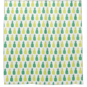 熱帯パイナップルイエローグリーンハワイアン果実 シャワーカーテン (正面)