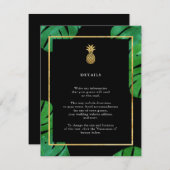 熱帯パイナップルインサートカード、ブラックと金ゴールド エンクロージャーカード (正面/裏面)