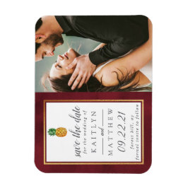 熱帯パイナップルウェディング日付磁石を保存 マグネット