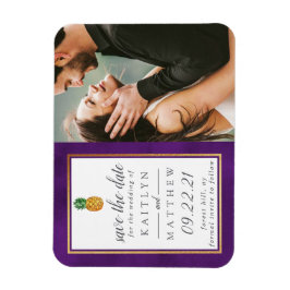 熱帯パイナップルウェディング日付磁石を保存 マグネット