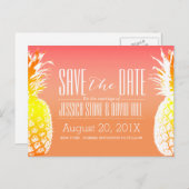 熱帯パイナップルエレガントな結婚式の日付を保存 案内ポストカード (正面/裏面)