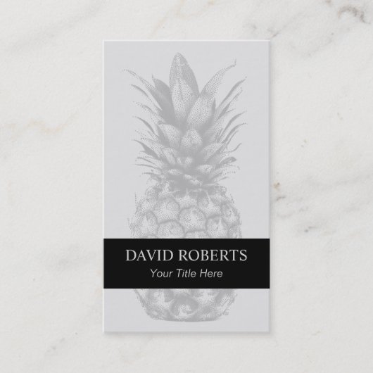 熱帯パイナップルエレガントな銀製の黒いストライプの 名刺 (正面)