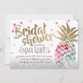 熱帯パイナップルエレガントフローラブライダルシャワー 招待状 (正面)
