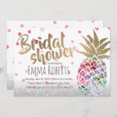 熱帯パイナップルエレガントフローラブライダルシャワー 招待状 (正面/裏面)