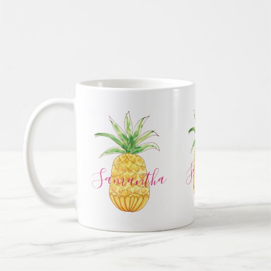 熱帯パイナップルカスタム水色 コーヒーマグカップ (左)